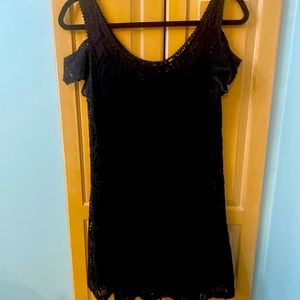 Free people cold shoulder black eyelet dress